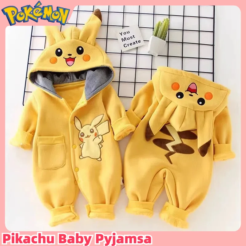 Pokemon Pikachu Cartoon Baby Pyjamsa Newborn Winter Long-Sleeved Clothing Kids Rompers Babies Toddler\'S Clothes Costume Onesie