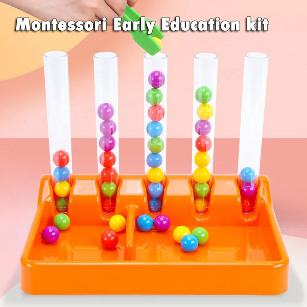 Bolas de arcoíris Montessori para niños, juguetes educativos de clasificación, tubo de ensayo, juego a juego, números, Color, matemáticas, Ayuda de aprendizaje para niños pequeños