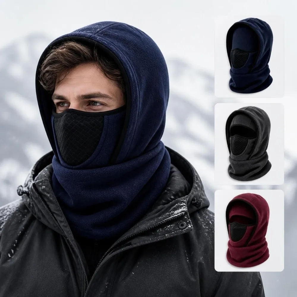 Fleece Lining Winter Balaclava Hat Windproof Coldproof Full Face Neck Cover Breathable Thermal Insulation Face Neck Warmer