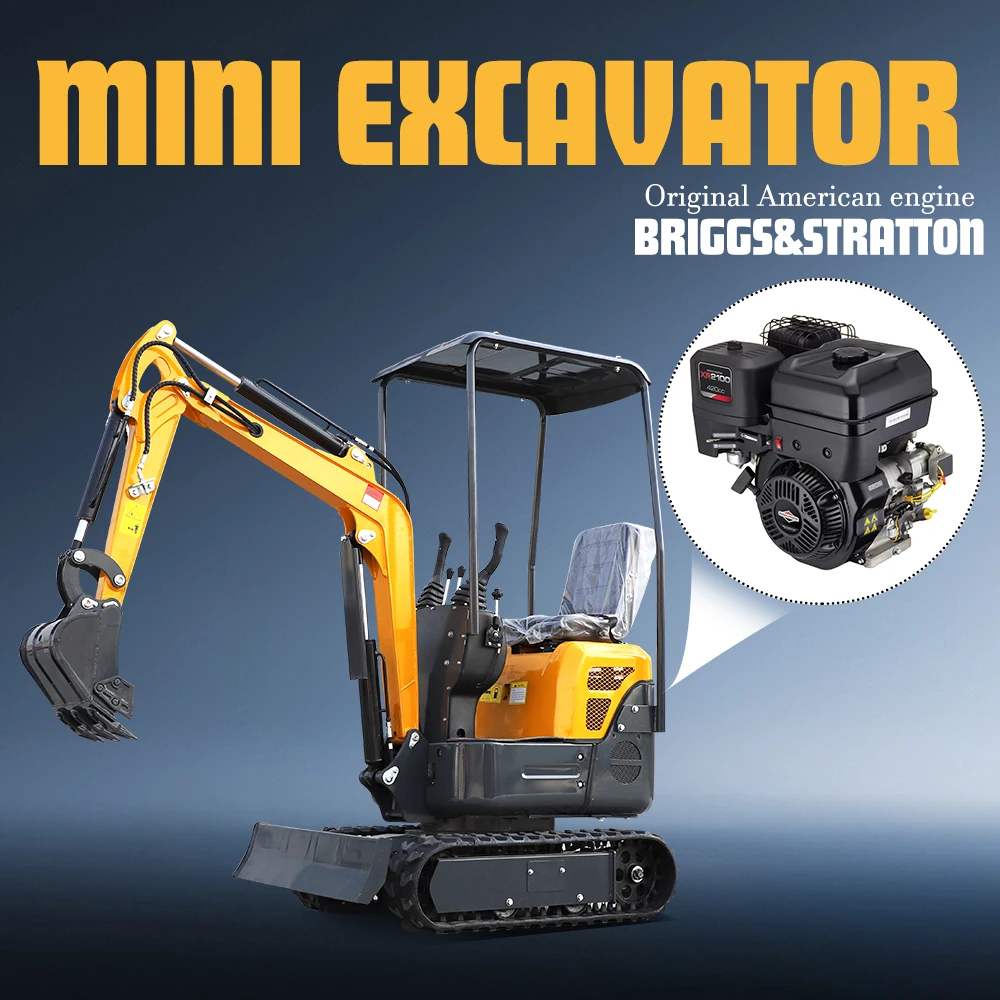 미니 크롤러 굴삭기 1.2톤 EPA 엔진 소형 굴착기 정원 농장 공사용, 다중 보조 도구 호환 가능.