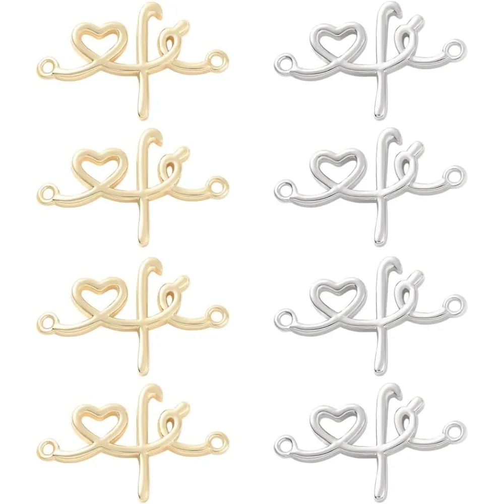 

10Pcs 2 Colors Real Links Rings Brass Heart Jewelry Connectors Charms Love Heart Open Bezels for Bracelets Necklace DIY Making