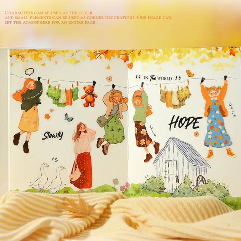 

Mr. Paper Cute Character Stickers 50 sheets/pack Cartoon Girl Fashion Wear Tie Wire Circle Stickers Book Booklet Record Expenses