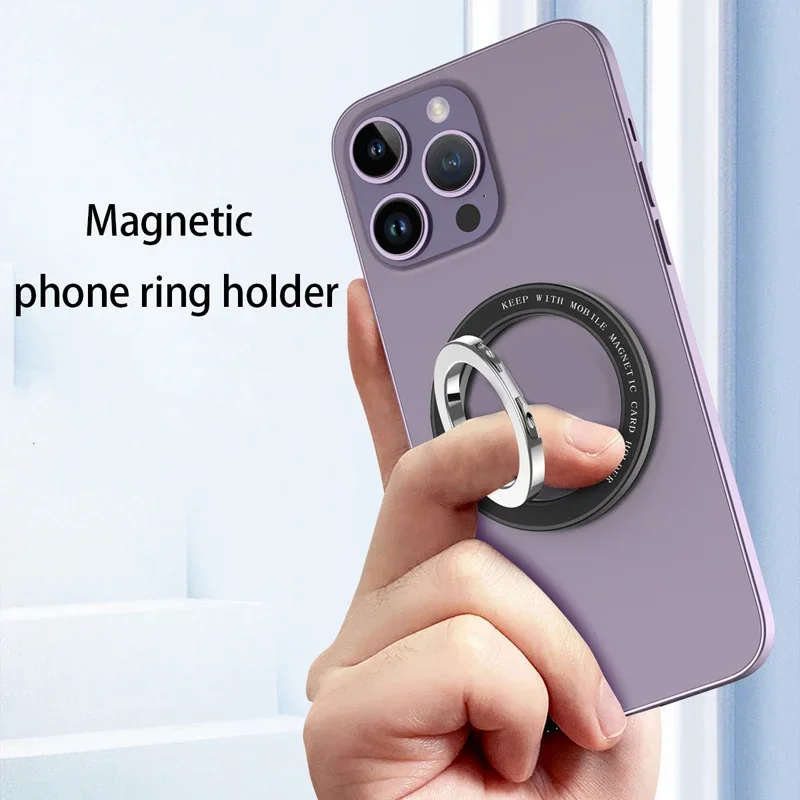 Double-Sided Magnetic Phone Holder for iPhone 15/16/17, Foldable 360° Rotating Stand with Strong Magnet & Finger Grip Suppor view 3
