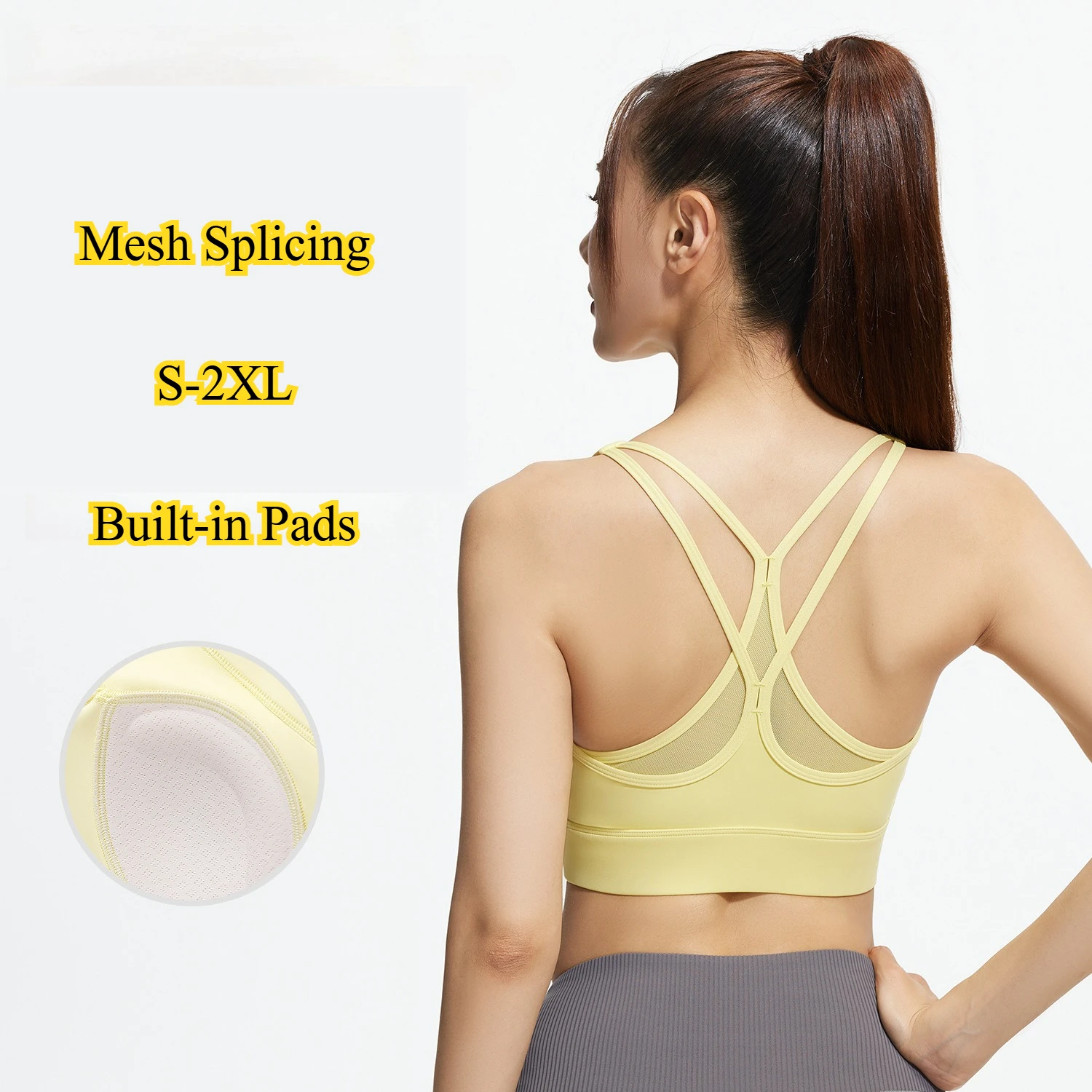 

Mileegirl Y Back Женские бюстгальтеры для йоги со встроенными подушечками Спортивные укороченные топы Противоударный топ для тренажерного зала и фитнеса Быстросохнущие бюстгальтеры для бега для тренировок