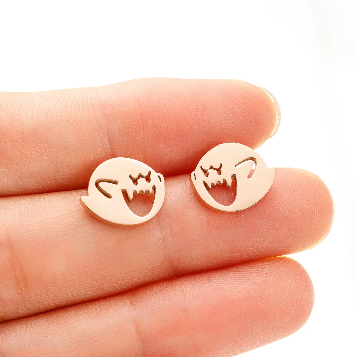 Stainless Steel Cute Little Monsters Stud Earrings For Women Girls Minimalist Personality Ear Piercing Jewelry Accessories