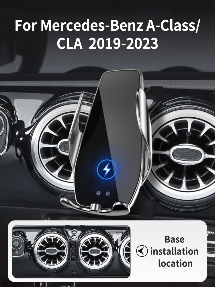 Car Phone Holder For Mercedes- Benz W177 A-Class / CLA 2019-2023 Block -type base wireless bares rack accessories