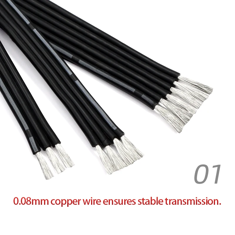 2/5/10m Fexible Silicone Parallel Wire 2P 4P 6P 8P 10P Ultra Soft 30 28 26 24 22 20AWG High Temperature Resistant Copper Cable