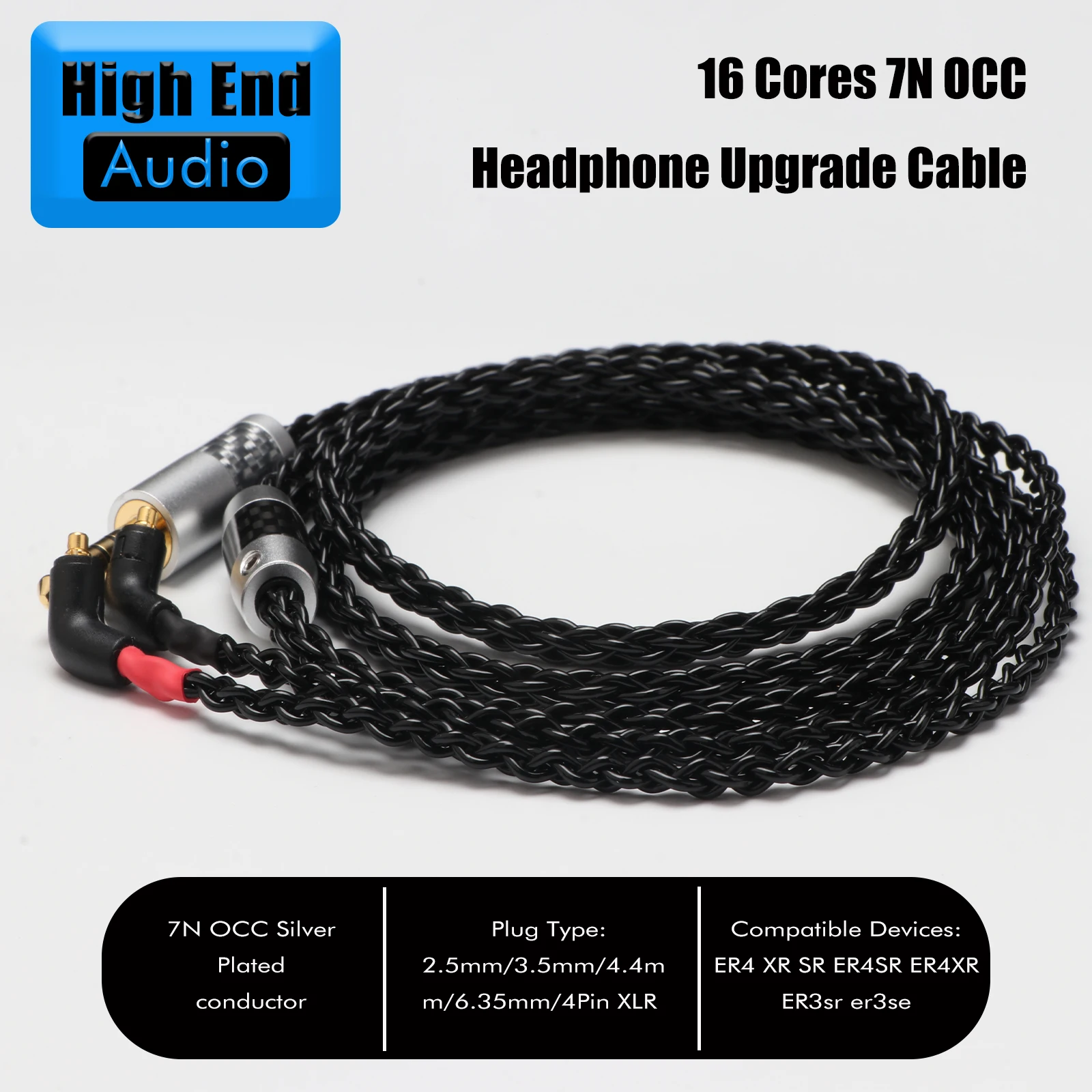 Preffair 6N OCC Silver Plated Earphone Upgrade Cable with 24k Gold plated 3.5 plug For MDR-EX1000 EX800 EX600 MDR7550 EXK