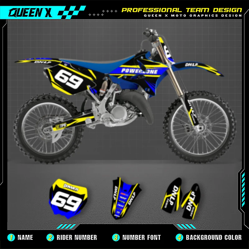 

QUEEN X MOTO мотоциклетные графические наклейки наклейка на мотоцикл для YAMAHA YZ125 250 2002 2003 2004 2005-2014 06