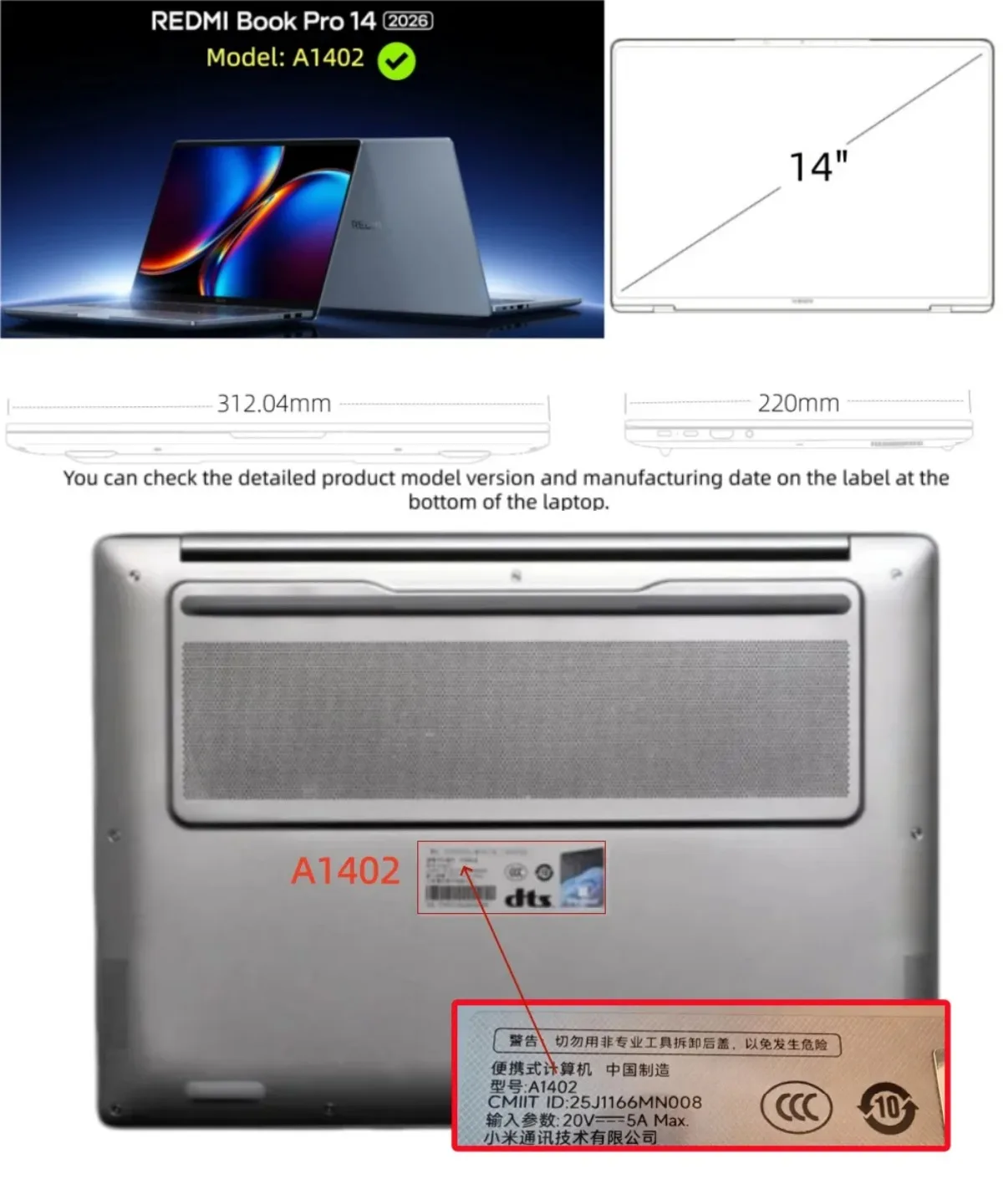 Matte ABS Hard Shell Case for Xiaomi Redmi Book Pro 14 2026 A1402 14-Inch Anti-Fingerprint Scratchproof Shockproof Laptop Cover