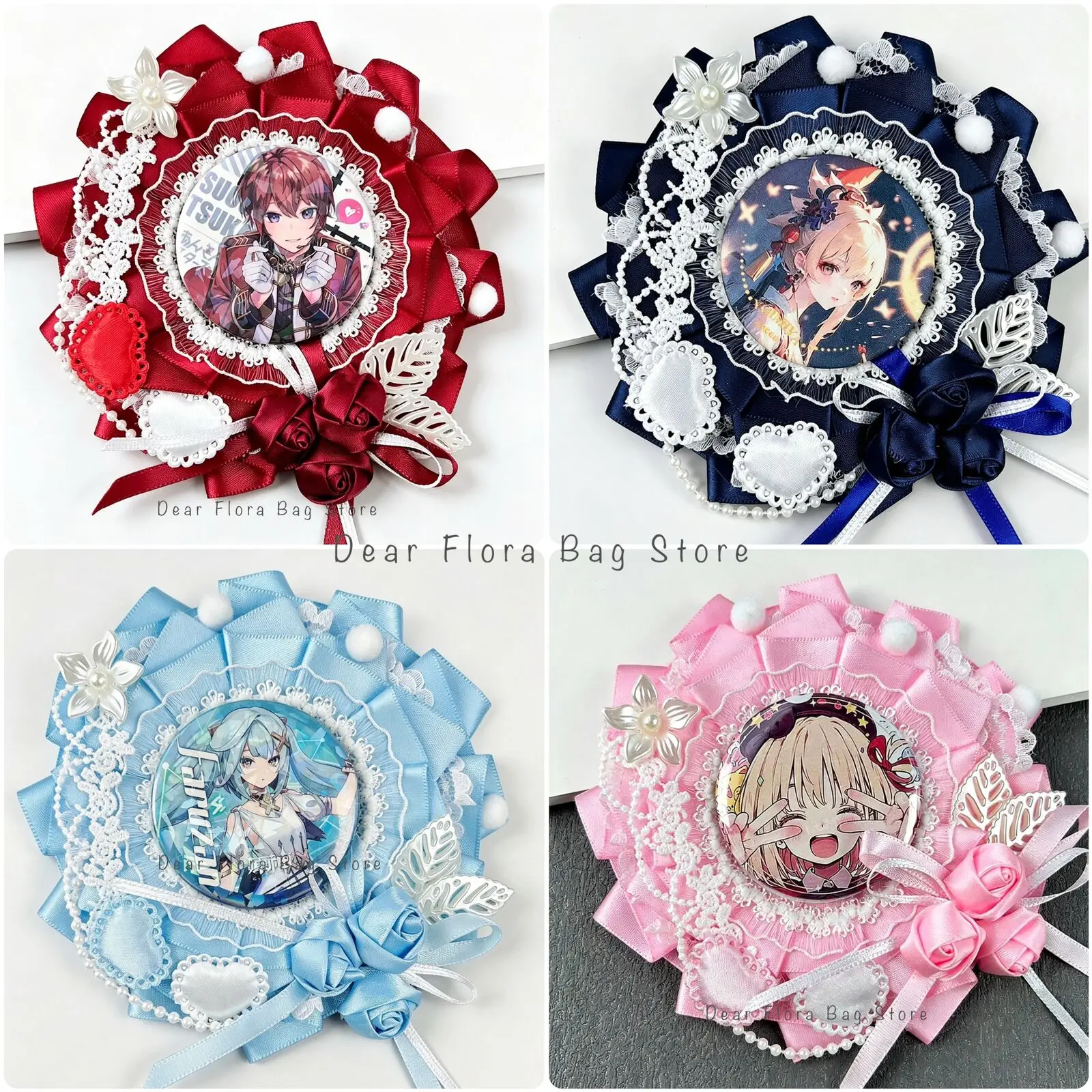 Cute Ribbon Rosette Itabag Badge Holder Handmade DIY 55-60mm Pin Tray Base Anime Badge‌ Stand Itabag Decoration Insert Accessory