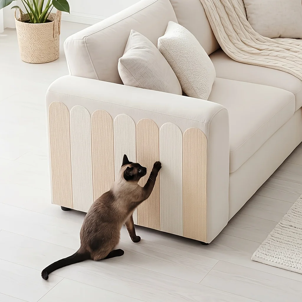 4 Stück Selbstklebende Katzenkratzmatten, zuschneidbar, verschleißfest, fusselfrei, weicher Stoff, Sofa-, Wand- und Möbelschutz, stark haftend – Detail 4