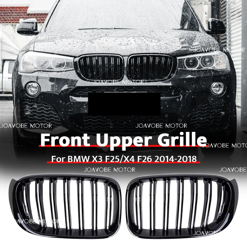 

Глянцевая черная решетка переднего бампера с двойной линией для BMW X3 F25 X4 F26 2014-2018