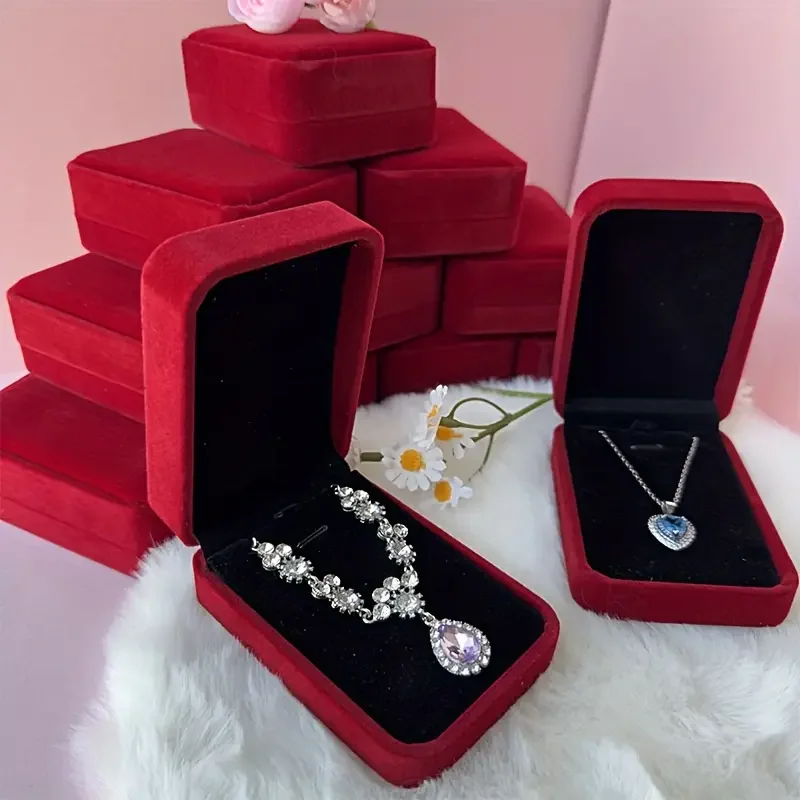 

Wholesale Black Velvet Wedding Bride Jewelry Necklace Pendant Box Gift Colar Earrings Trinket Display Case Holder Organizer