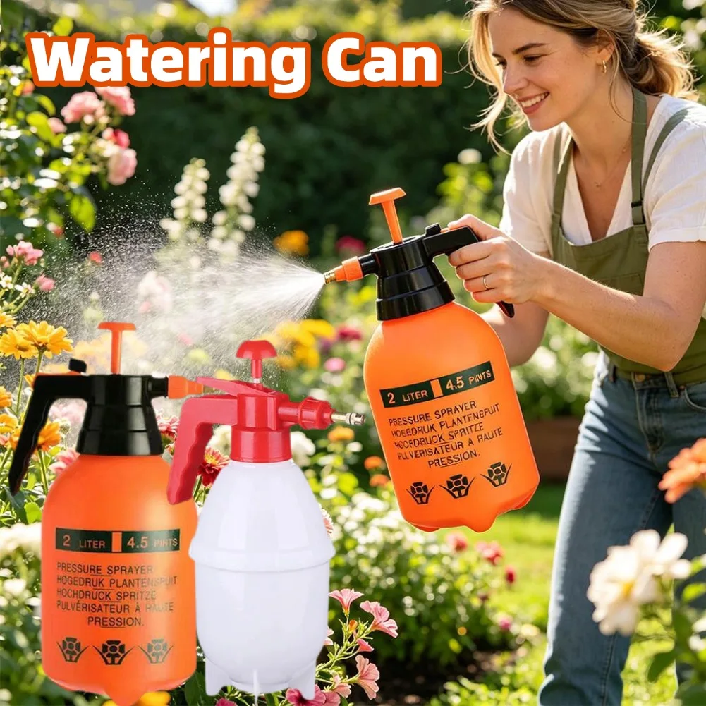 2L One-Hand Operation Pressure Spray Bottle, Heavy Duty Manual Pump Sprayer for Patio Lawn Plants, Home & Surface Cleaning ﻿