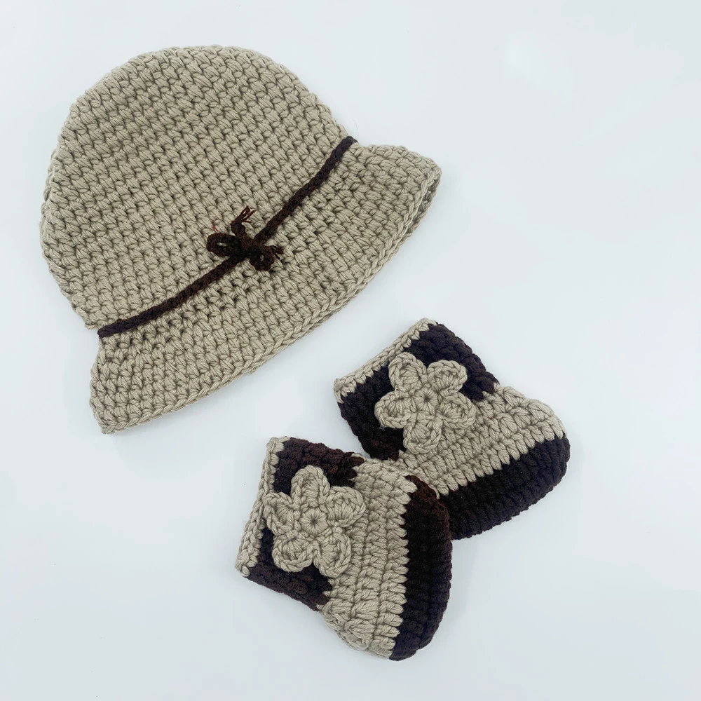 Newborn Photography Props  Baby Photo Knitting Clothing Hat Set Baby Cowboy Hat Apricot / Coffee Side  Accessories Newborn0-6