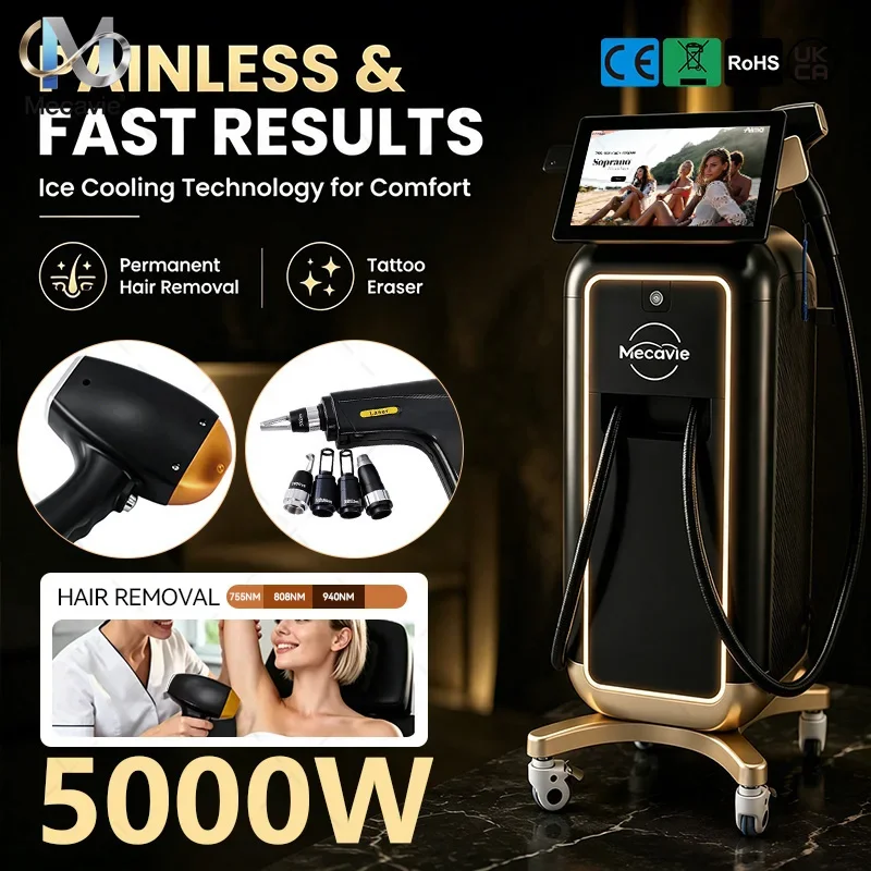 2026 FAC Tech 5000W Diode Laser Hair Removal 2 Handles 60 Million Shots Ice Cooling Picosecond Tattoo Remover Salon Machine