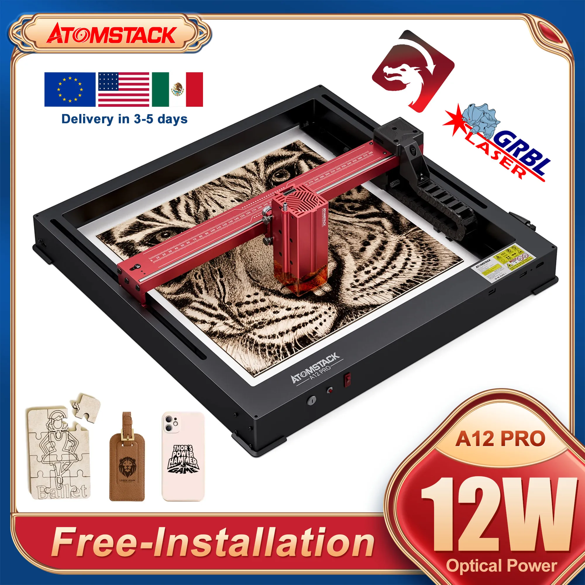 

ATOMSTACK A12 PRO 50W Laser Engraver 12W Laser Expandable DIY Free Installation Bluetooth Blue Light Cnc Laser Cutting Machine