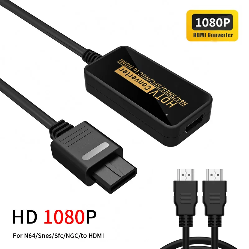 1080P N64 to HDMI Compatible Converter Game Adapter Plug and Play HD Cable Adapter for Nintendo 64/NGC/SNES Video Game Console