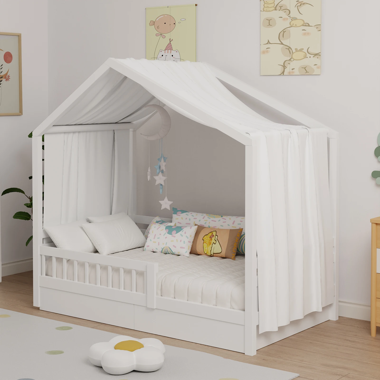 Stapelbed luifel 1/2 stuk mousseline stapelbed luifel, stoffen luifel voor stapelbedden geschikt voor bedluifel, slaapkamerdecoratie