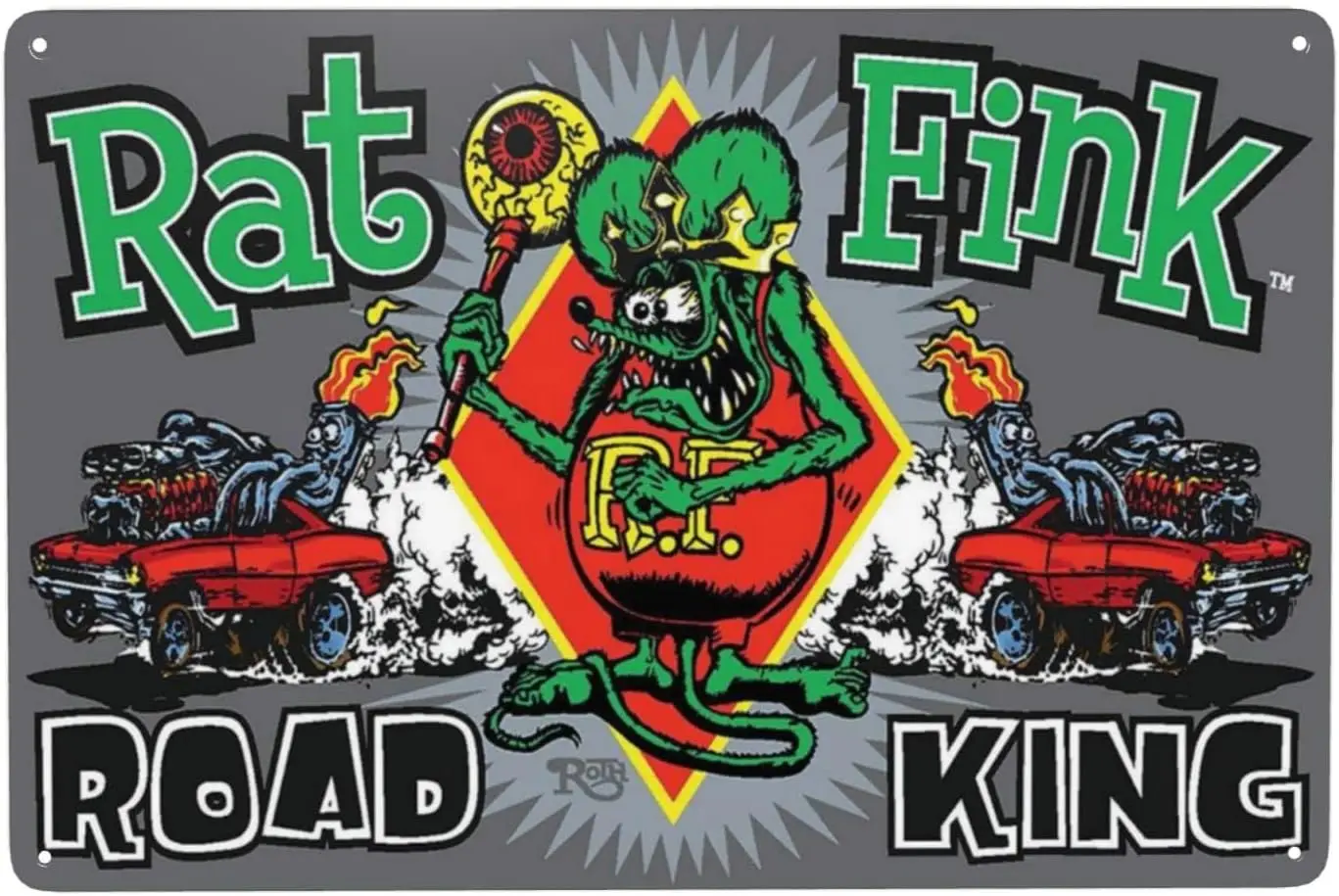 Rat Fink Cartoon Metal Tin Sign Vintage Decorative Plaque Wall Decor Garage Man Cave Bar Pub Club Posters Plate