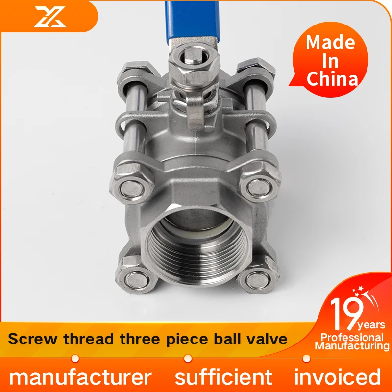 304 stainless steel threaded three piece ball valve Q61F-16P internal thread 316L internal thread valve 4 in. 6 in. 1 in