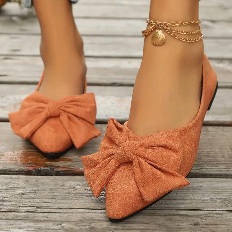 JGSHOWKITO Klassische Damen-Flats mit süßer Schleife, flache Ballerinas für Damen, spitze Zehenpartie, rutschfeste Damen-Mode-Loafer – Detail 10