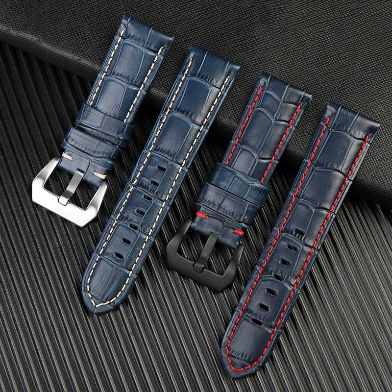 20mm 22mm 24mm 26mm Blue Leather Straps For Panerai PAM441 PAM01144 PAM01313 Watch Accessories Men's Watch Bands Cowhide