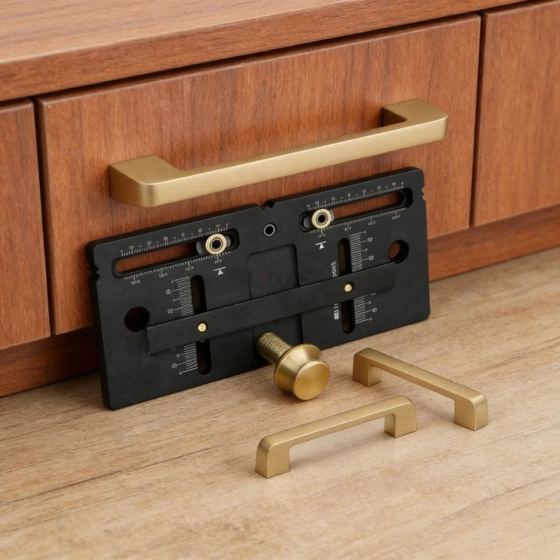 

Adjustable Furniture Handle Puncher Handle 50-170mm Spacing Drilling Locator Drawer woodworking Handle and Knob Punching Tool