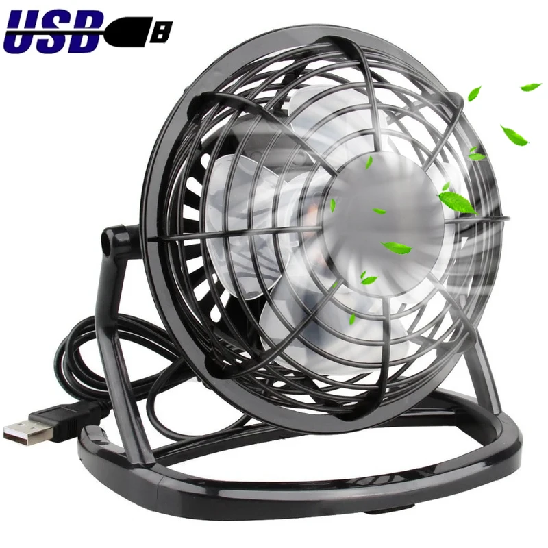 

USB Silent Fan Desk Cooler for Laptop Notebook Desktop PC Office Summer Cooling Fan 4 Blades Rotatable USB Mini Fans Socket