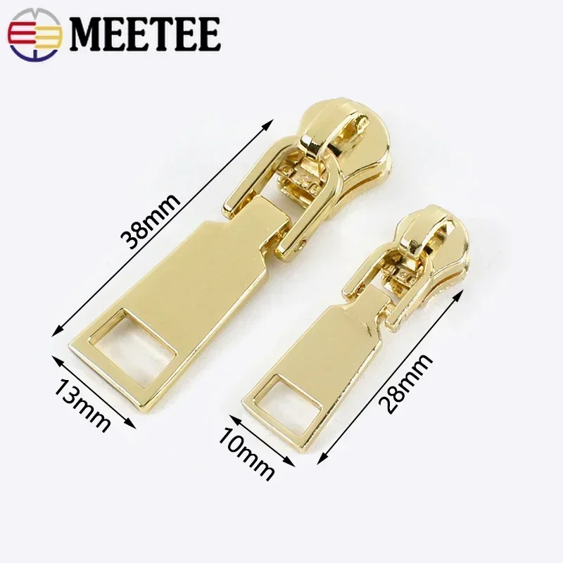 5/10/20Pcs Meetee 3# 5# Metal Zipper Sliders Zip Puller for Sewing Bags Suitcase Clothing Coat Zippers Head Repair Kit Accessory