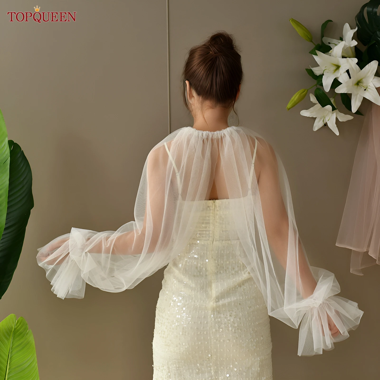 TOPQUEEN Vg121 قفازات شال تول نسائية مرنة قابلة للتعديل قطع علوية مقصوصة مناسبة لإكسسوارات الملابس القابلة للتخصيص