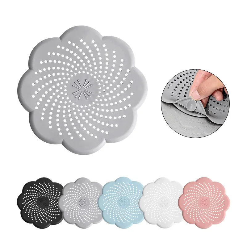 Flower shaped Silicone floor drain cover kitchen anti clogging sink filter anti hair and sewage filter screen Bathroom Accessory