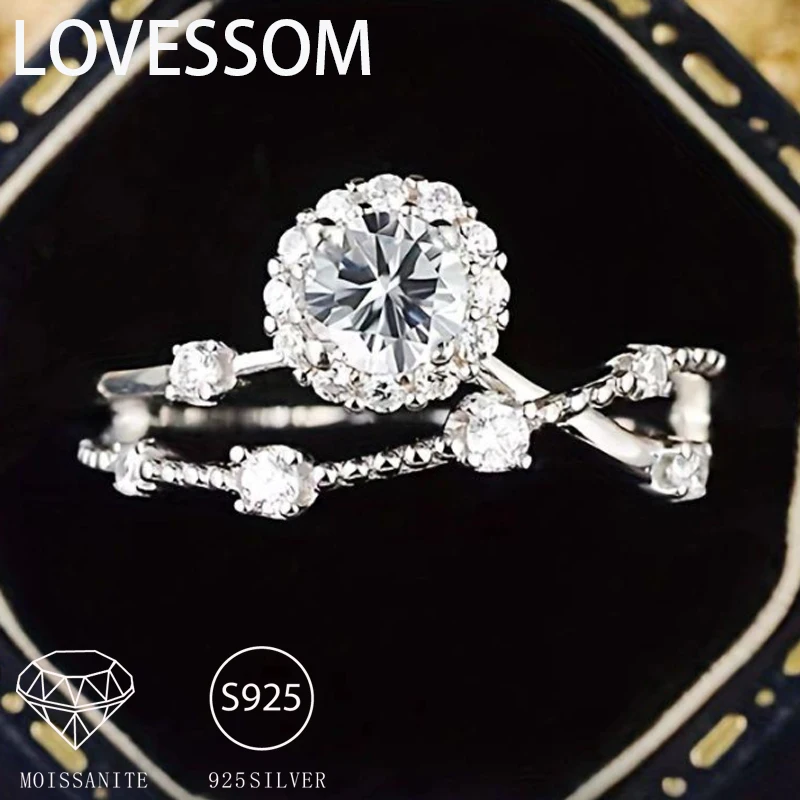 

Кольцо из стерлингового серебра 925 пробы с муассанитом 0,5 карата, женское элегантное темпераментное кольцо, модное предложение для подруги, помолвка, свадебный подарок