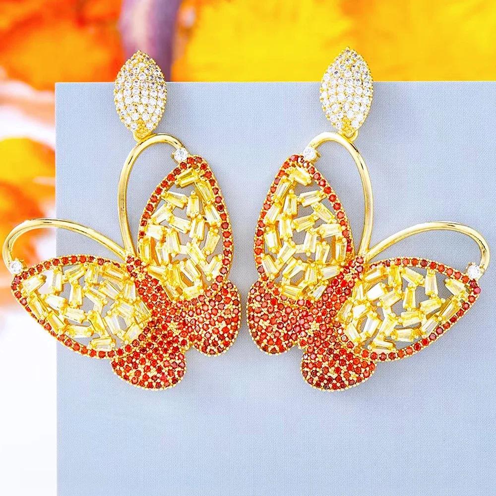 

Soramoore Luxury DIY Fashion Butterfly Earrings For Women Wedding Party Show Earrings Brincos Female Jewelry Gift High Quality