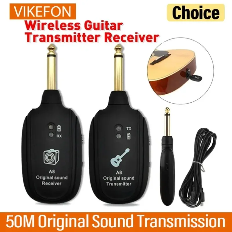 50M Wireless Guitar Transmitter Receiver Original Sound No Delay Rechargeable For Electric Guitar Bass Ukulele Stage Studio Use view 2