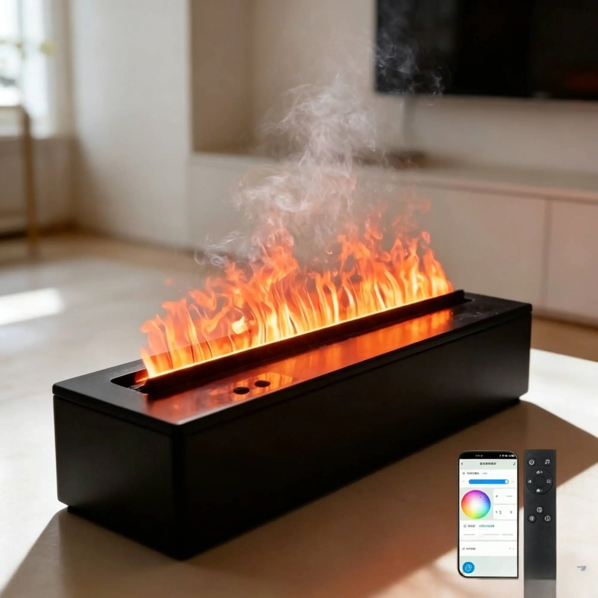 Custom 1000-2000mm 3D Water Vapor Fireplace Linear Atomizing Fireplace With Remote Control Artificial Steam Flame For Living Roo