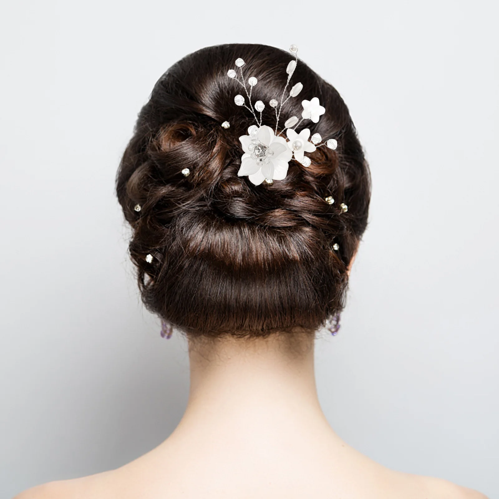 

6 Pcs Hairpin Headdress Pearl Pins Pearls Flower Side Comb Silver Acrylic Combs for Wedding