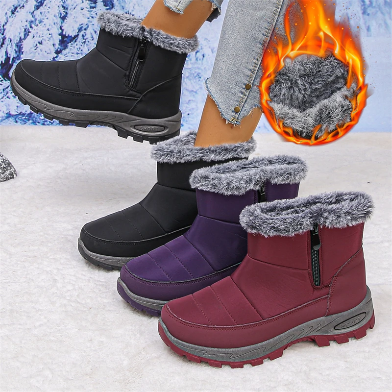 

COOTELILI 2025 New Fashion Comfortable Shoes Women's Ankle boots Women's Boots Winter Warm Boots With Plush Women's Boots