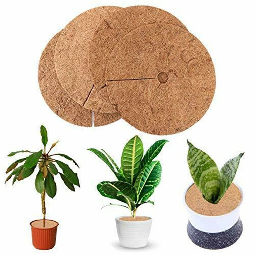 6pcs Coconut Shell Fiber Plant Anti-weed Mat Potted Soil Moisturizing Covering Film Tree Trunk Protector 30cm Size