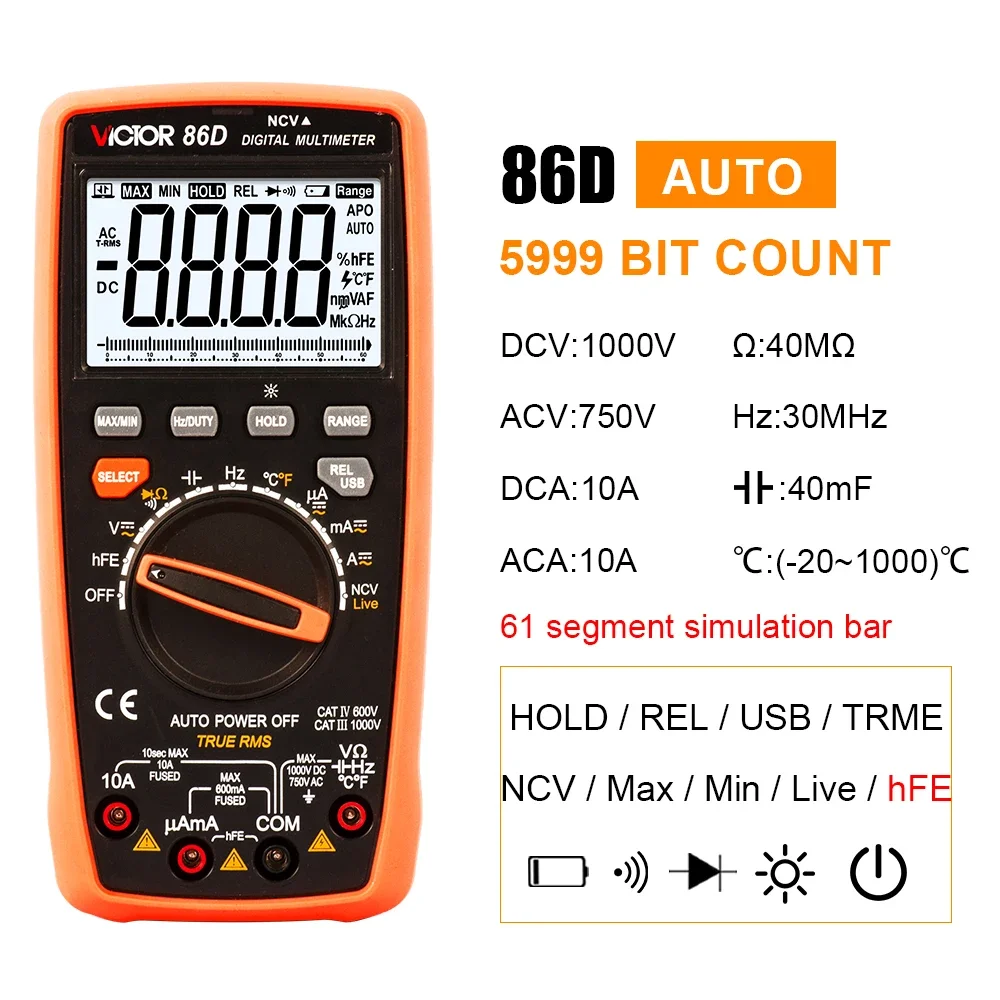 VICTOR new 86D highly reliable 3 5/6 digit multi-meter