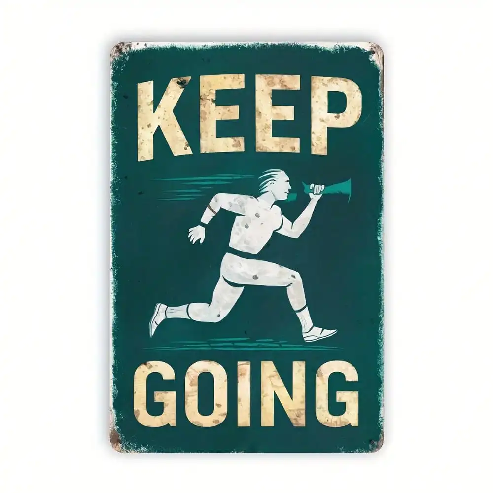 Retro Metal Tin Sign 8x12 Inch Vintage Athletic Decor Inspirational Wall Art Marathon Spirit Motivational Retro Athletics Met