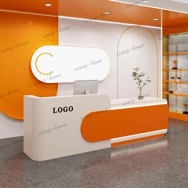 ld Welcome Modern Reception Desks European Simple Aesthetic Nail Reception Desks Design Organizers Mostrador Commercial