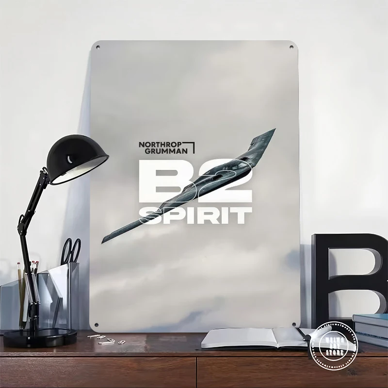 Northrop Grumman B-2 Spirit Bomber Metal Poster Customized Wall Art Retro Vintage Metal Signs for Man Cave Coffee Bar Desk Decor