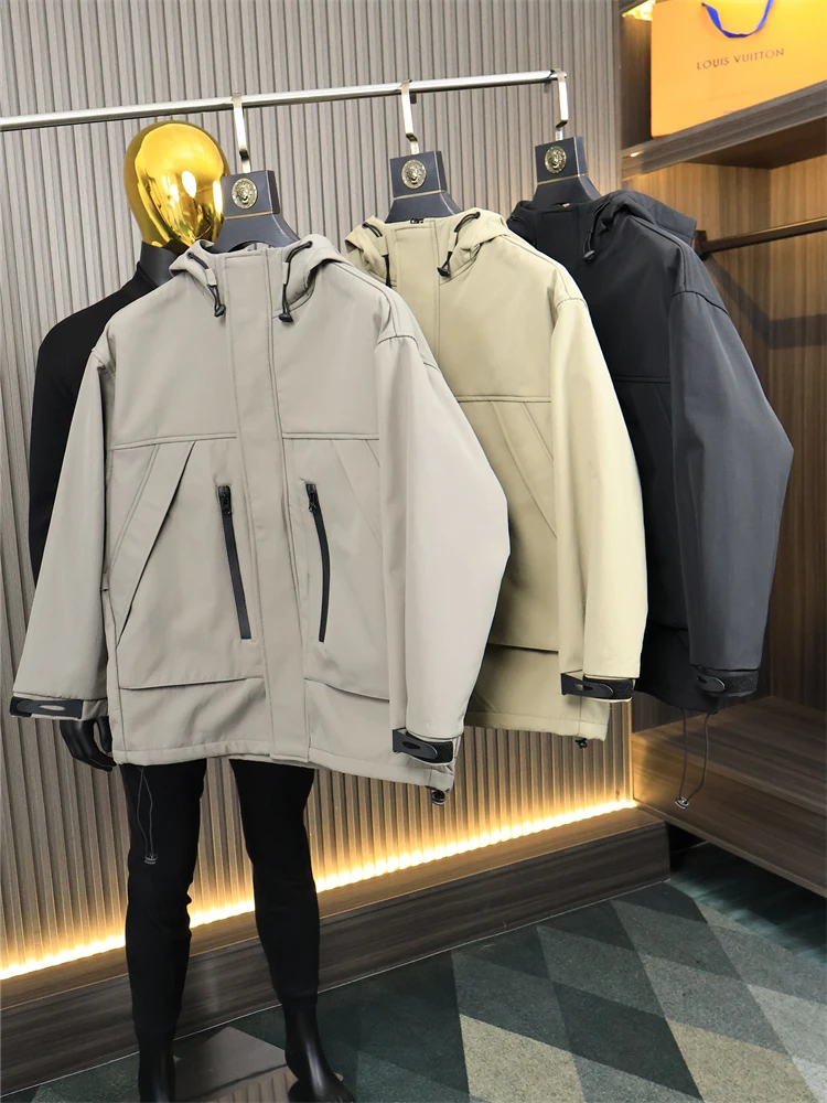 Men's Winter Casual Softshell Jacket Waterproof Outdoor  Coat Three-Proof Technology Texture N Series Fashion Urban Style