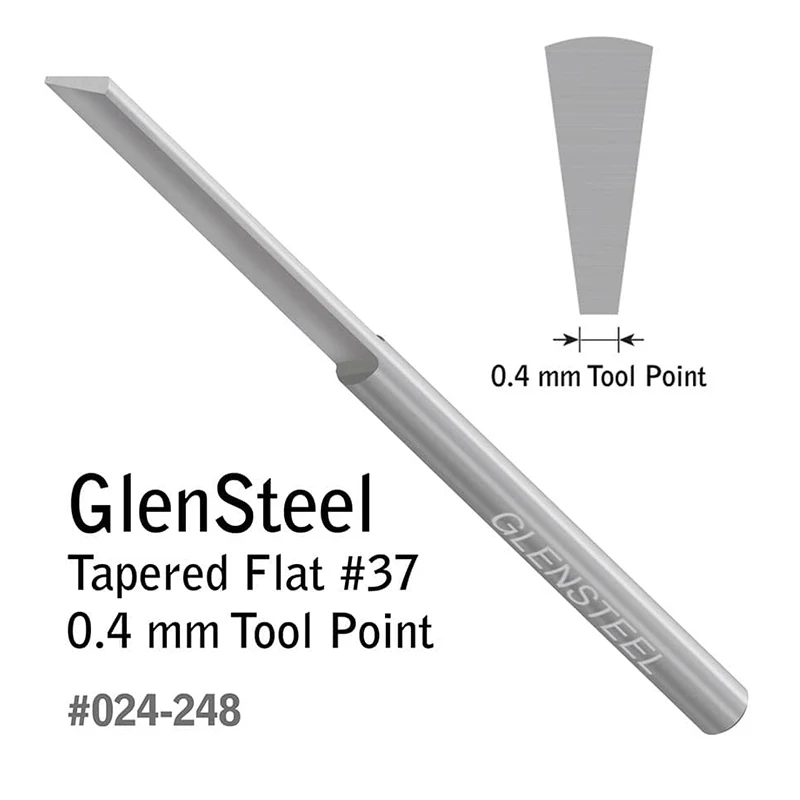 GRS GlenSteel Tapered Flat Graver #36-#45, Cobalt-Free HSS, 1/8