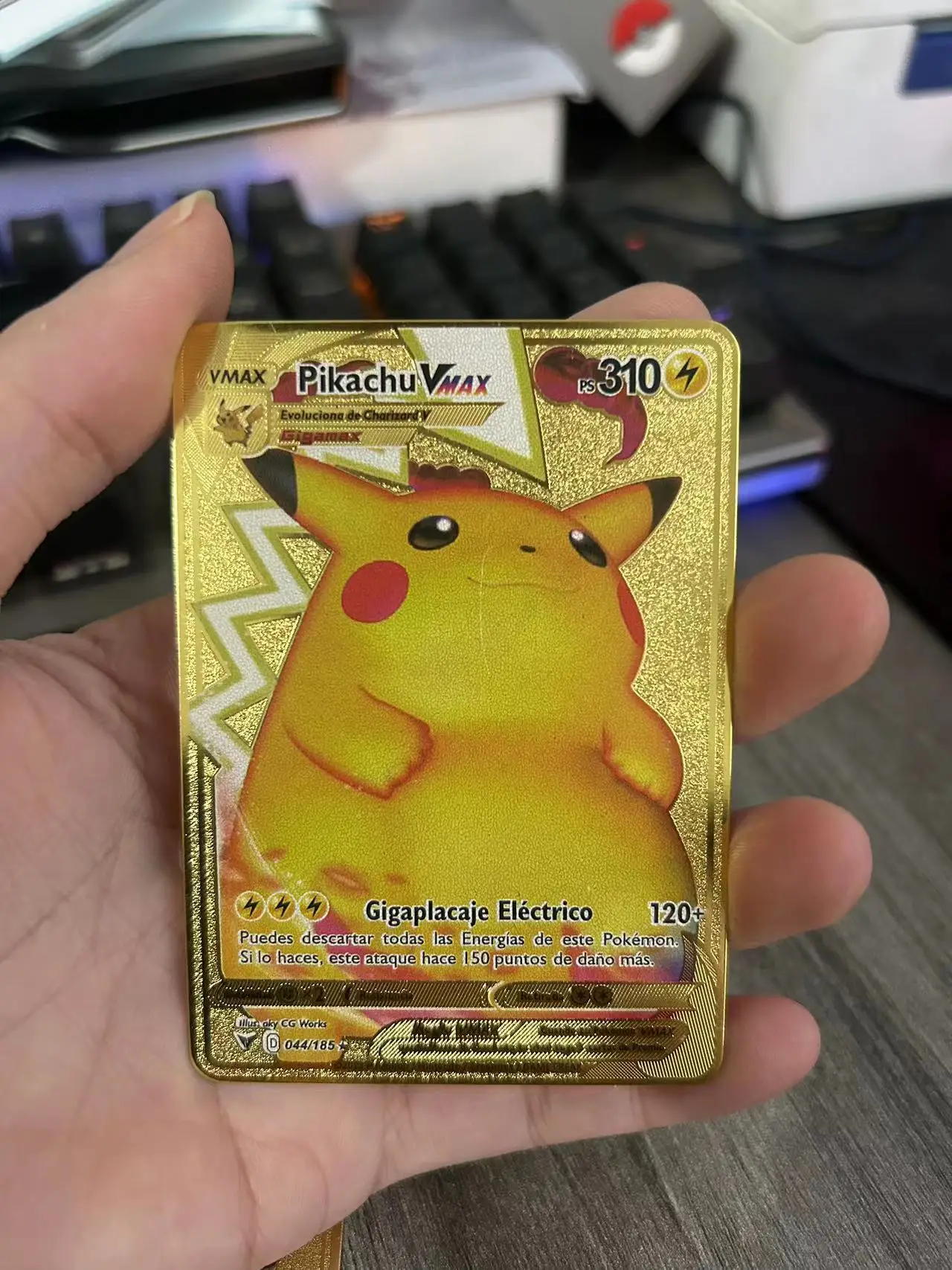 Espanhol Gold Metal Pokemon Cartões, Hard Iron Cartões, Metwtwo, Pikachu, Gx, Charizard, Vmax, Coleção do Jogo, Pacote