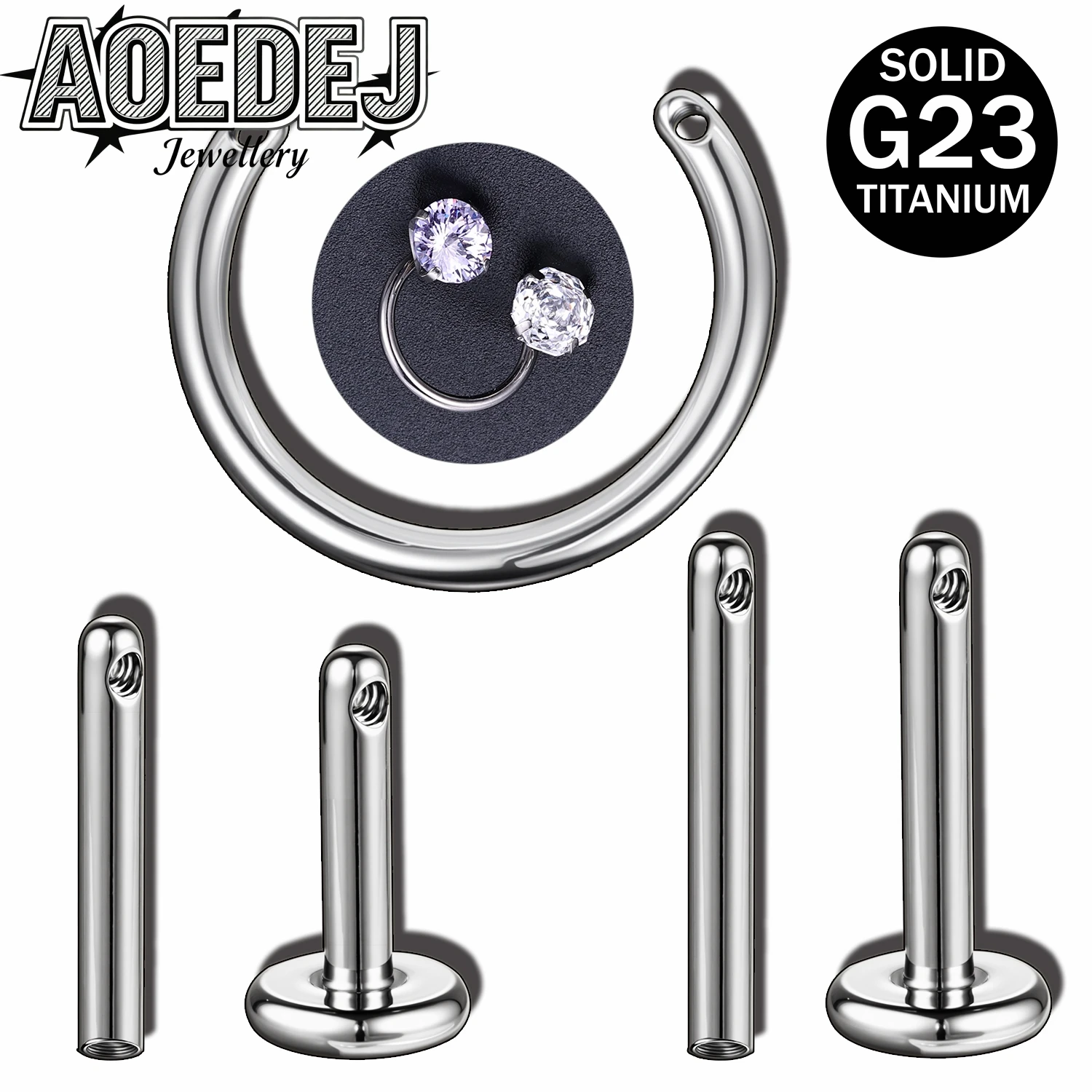 AOEDEJ 16G ASTM F136 Titanium 1-5pcs/lot Labert Lip Studs Bar Unisex Nose Rings Rod Side Thread Helix Conch Piercings Accessory