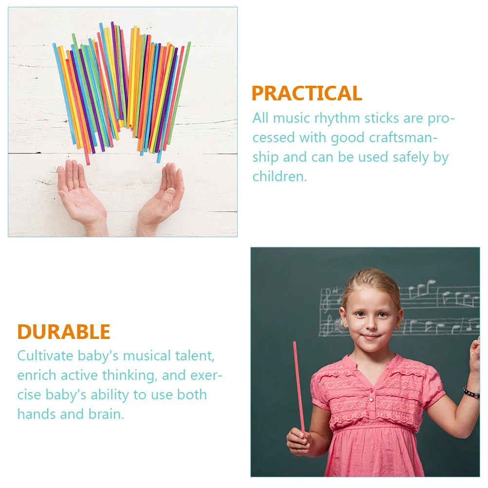 

50Pcs Kids Rhythm Sticks Wooden Musical Sticks Toddler Educational Tools Natural Wood Environmentally Friendly Durable