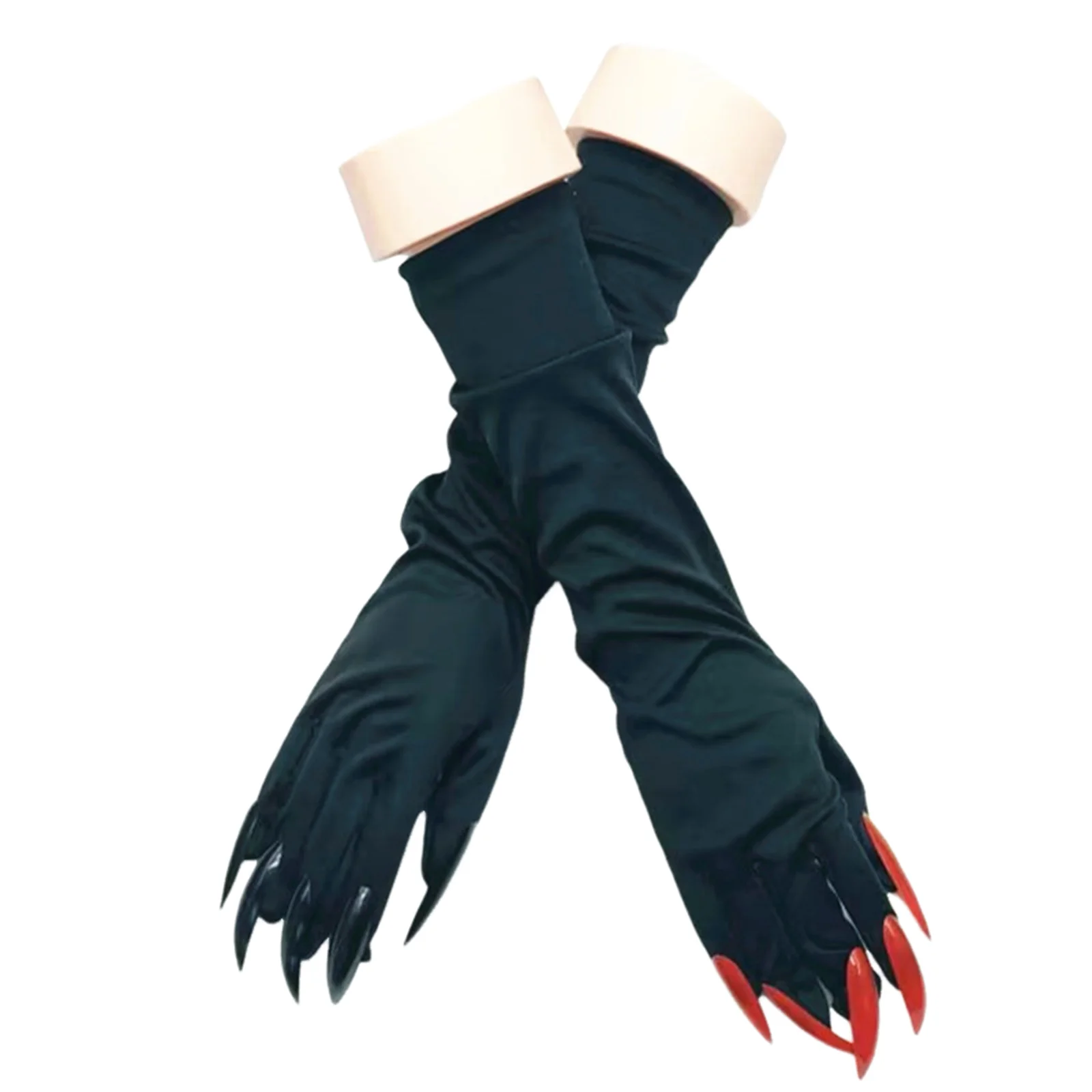 2 Kinds Anime Hazbin Alastor Cosplay Accessories 43 Cm Length Black Red Long Nailsblack Gloves for Halloween Party Match Outfits